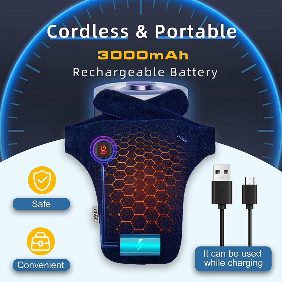 Electric Neck Heat Pad Cordless Rechargeable Neck Warmer for Neck Pain Relief with Washable Cover